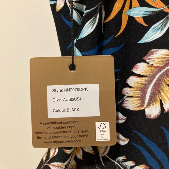 NWT, Niptuck Swim, Louise Dukes Paradise One Piece Swimsuit, Sz 4, Black Multi - Picture 12 of 16